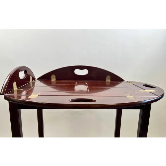 1990s English Style Bombay Company Butler's Tray Table Cherry Wood Drop Leaf Serving For Sale - Image 5 of 17