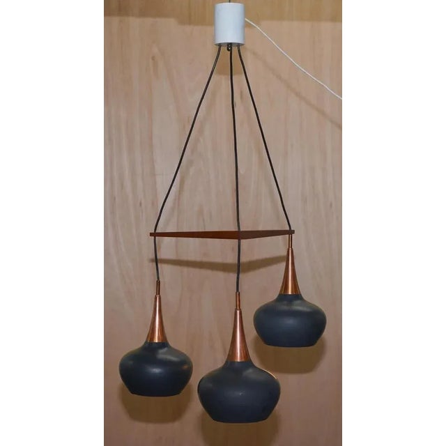 Triple Light Chandelier by Uno and Osten Kristiansson for Luxus, 1960s For Sale - Image 12 of 18