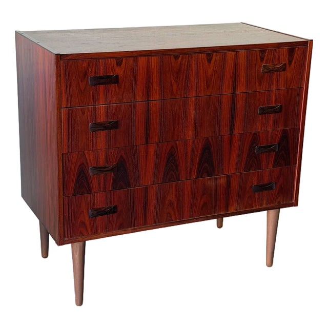 Mid Century Danish Rosewood Chest of Drawers – Vintage Scandinavian 4 Drawer Dresser 1960s For Sale