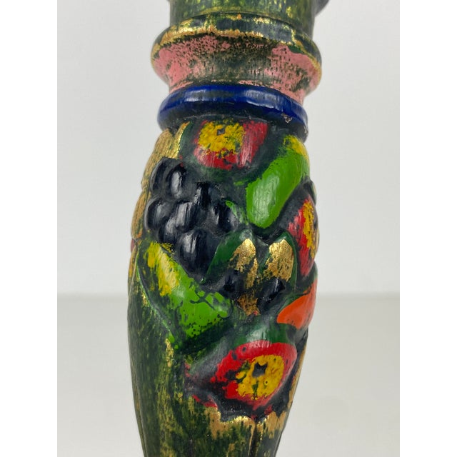 Wood Art Nouveau Polychrome Wooden Candlestick, 1890s For Sale - Image 7 of 9
