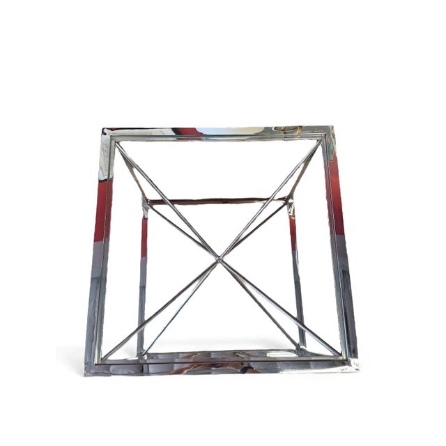 Metal Contemporary Chrome and Glass Geometric Table Attributed to Vanguard For Sale - Image 7 of 8
