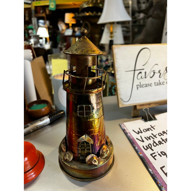 Vintage Metal Lighthouse Sculpture For Sale In Atlanta - Image 6 of 7
