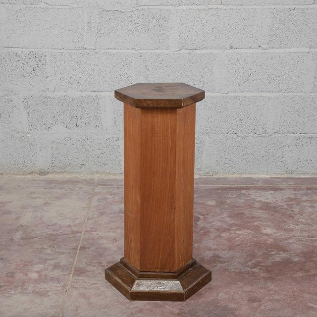 2000 - 2009 Hexagonal Art Deco Column with Walnut Veneer For Sale - Image 5 of 11