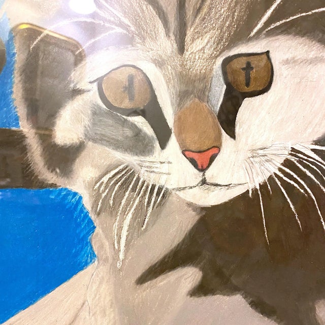 Wood Vintage Cat Portrait Professionally Framed For Sale - Image 7 of 8