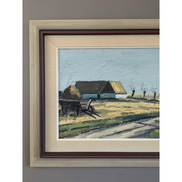 Mid-Century Modern 'Quiet Days on the Farm' Vintage Original Swedish Landscape Oil Painting, Framed For Sale - Image 6 of 11