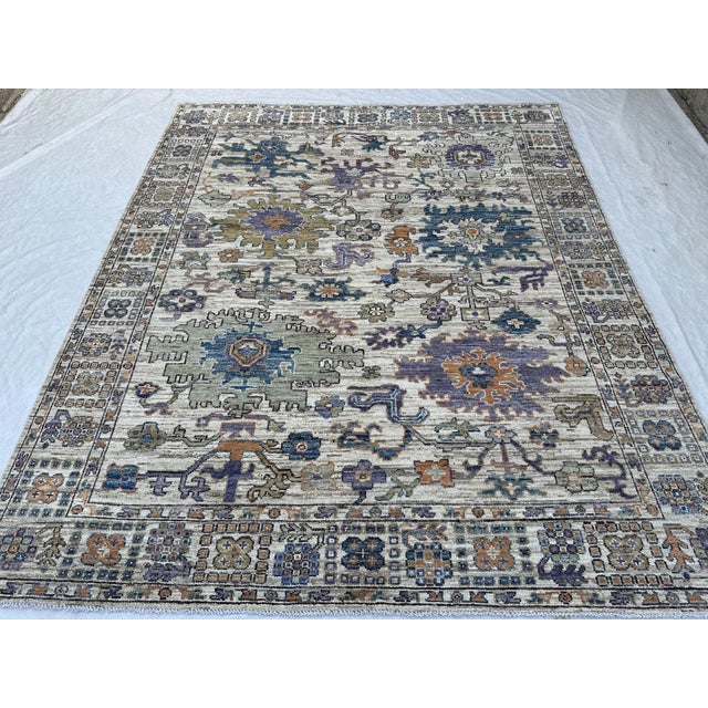 2000 - 2009 Muted Ivory Oushak Rug 8x10 For Sale - Image 5 of 8