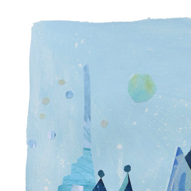 Contemporary Blue Heaven - Original Architectural Abstract Collage Artwork on Paper by Maria C. Bernhardsson For Sale - Image 3 of 6