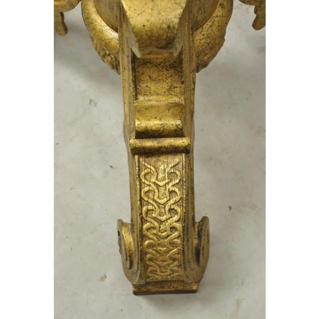 Vintage Baroque Style Gold Cast Aluminum Metal Tripod Pedestal Table Base For Sale - Image 10 of 11