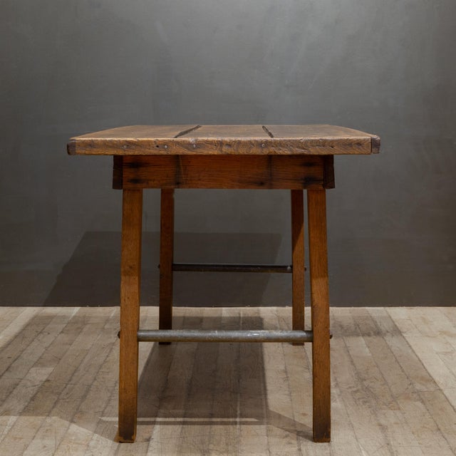 Wood 19th C. Hand Made Primitive Solid Oak High Table c.1850 For Sale - Image 7 of 10
