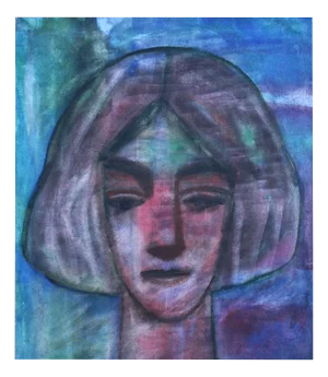Dzidra Ezergaile, Portrait, Watercolor on Paper