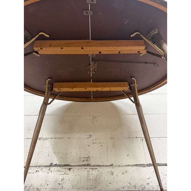 Vintage Mid Century Modern Folding Laminate Top Oval Dining Table For Sale - Image 11 of 12