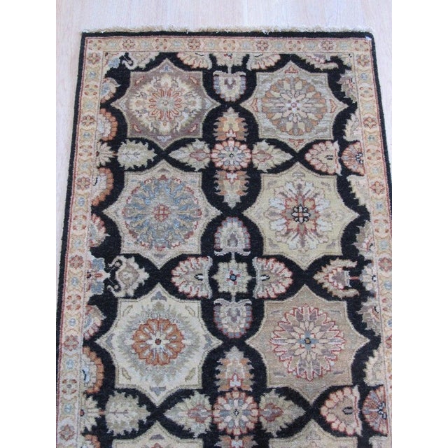 Contemporary Standard Size Ivory Hand-Knotted Wool Floral Medallion Traditional Carpet Rug For Sale - Image 3 of 4