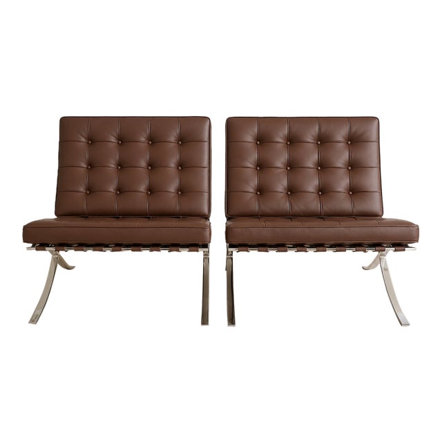 Authentic KnollStudio Barcelona Chairs by Mies Van Der Rohe — Pair For Sale