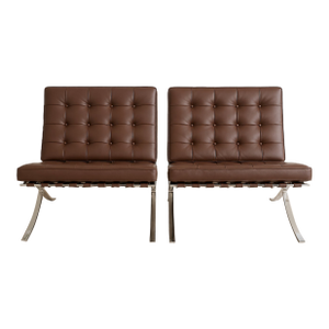 Authentic KnollStudio Barcelona Chairs by Mies Van Der Rohe — Pair