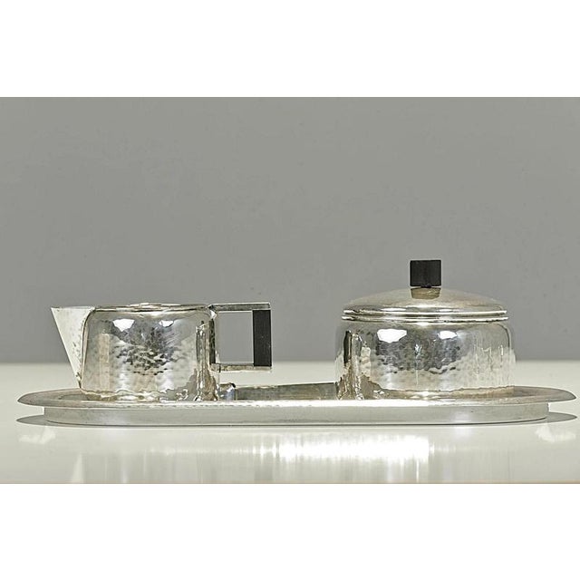 Art Deco Sugar and Cream Set in Silver, Germany, 1930s, Set of 3 For Sale - Image 3 of 7