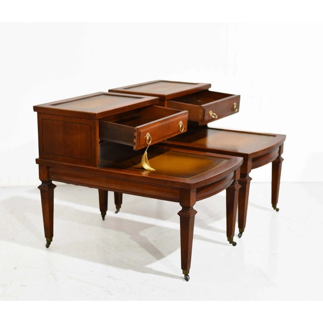 Mersman Mid Century Mahogany Leather Top Side Tables by Mersman - A Pair For Sale - Image 4 of 11