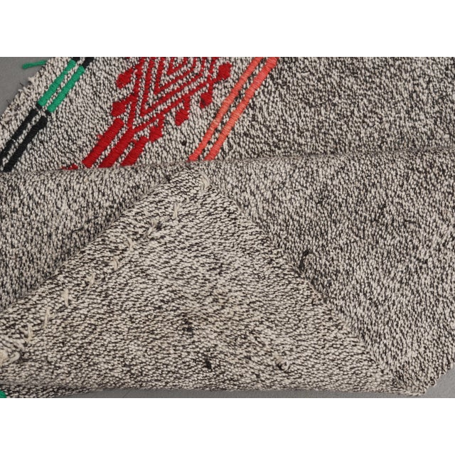 Textile 1970s Vintage Handmade Wool Cotton Turkish Grey Runner Rug For Sale - Image 7 of 11