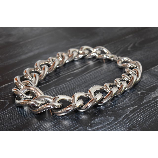 Contemporary Vintage Givenchy Silver Tone Chunky Chain Necklace For Sale - Image 3 of 13