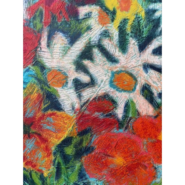 Abstract Spring Breaking Open 20"x20" Acrylic, Pastel and Mixed Media Framed For Sale - Image 3 of 7