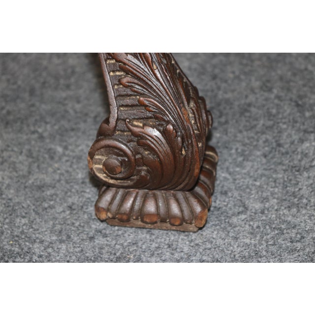 Brown Antique Georgian Style Carved Console Table With Inlaid Wood Top For Sale - Image 8 of 13