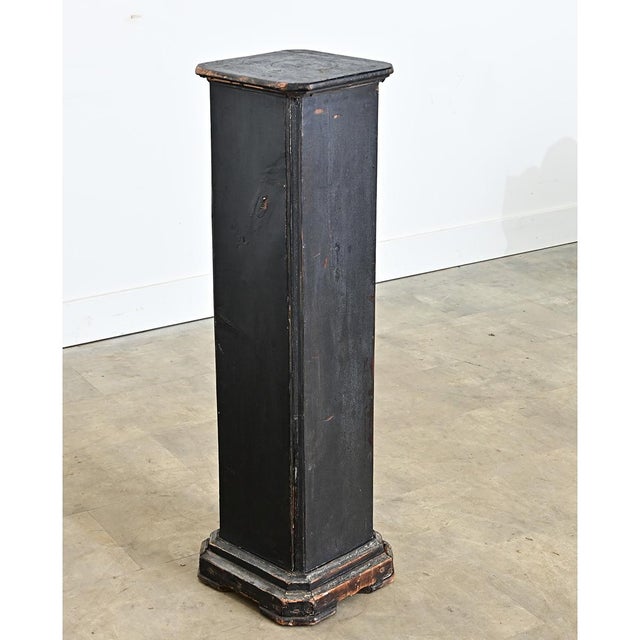 French Vintage Painted Black Pedestal For Sale In Baton Rouge - Image 6 of 8