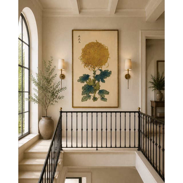 Gold Gold Mum by Hasegawa, Vintage Japanese Botanical Art Print, 40" X 60" For Sale - Image 8 of 10