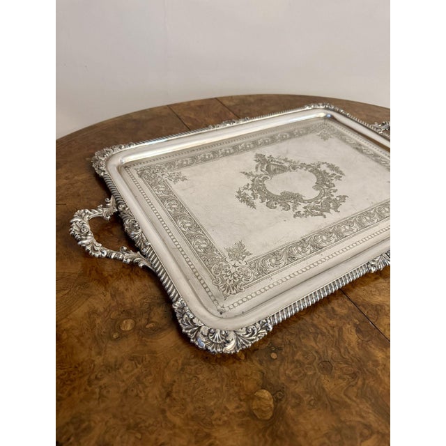 Fantastic quality large antique Edwardian silver plated twin handled tray, having a fantastic quality large antique...