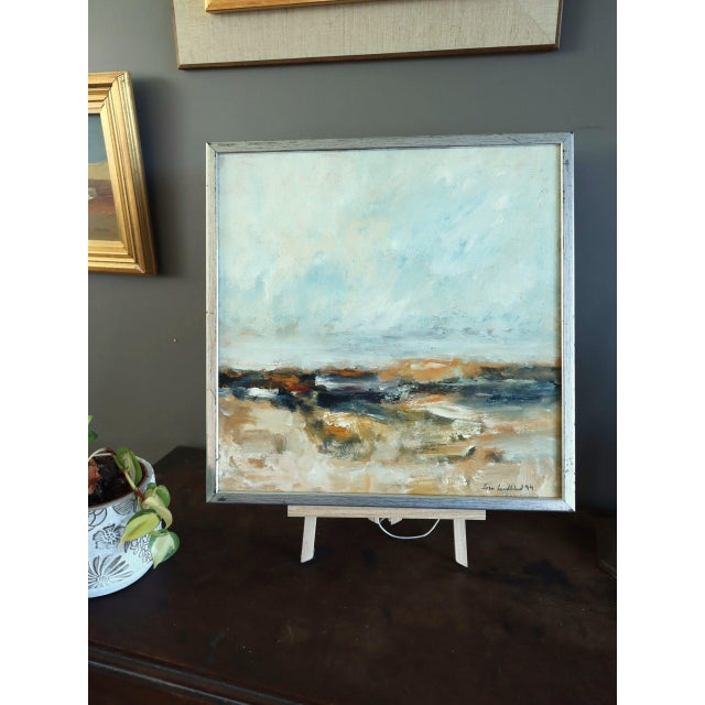 Abstract 1994 Modernist 'Golden Drift' Vintage Original Mini Abstract Expressive Landscape Oil Painting, Framed For Sale - Image 3 of 11