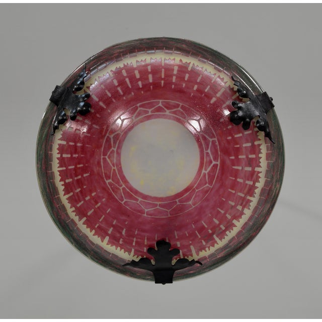 French Art Deco Pendant Light by Le Verre Francais Schneider 1920s France For Sale - Image 6 of 14