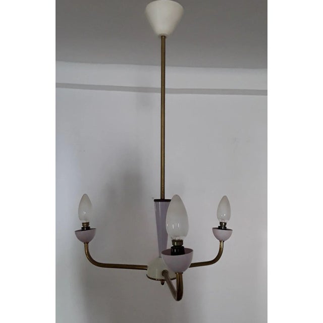 Mid-Century Modern Vintage Brass Three-Arm Pendant Lamp, 1960s For Sale - Image 3 of 5
