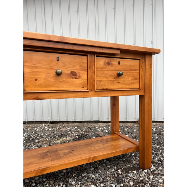 Pottery Barn Farmhouse Pine Console / Sideboard For Sale - Image 9 of 12