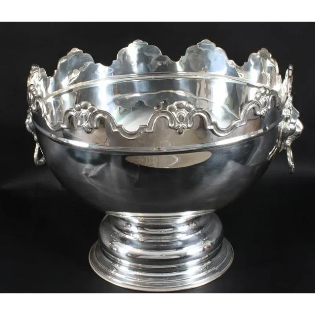 Large Vintage Silver Plate Monteith Punch Bowl, 1980s For Sale - Image 12 of 17