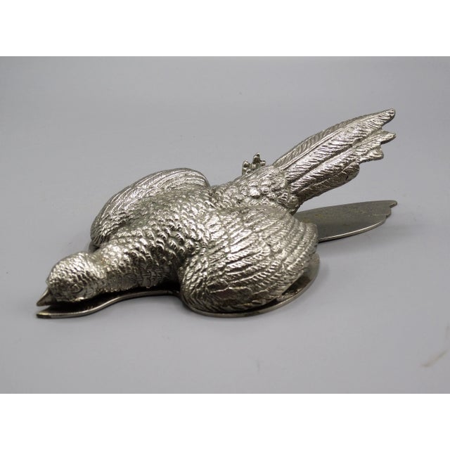 A fine quality French figural pheasant note clip for letters and correspondence. It is well cast bronze plated with...