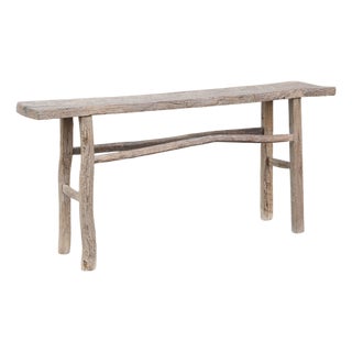 Vintage Rustic Elm Console Table For Sale
