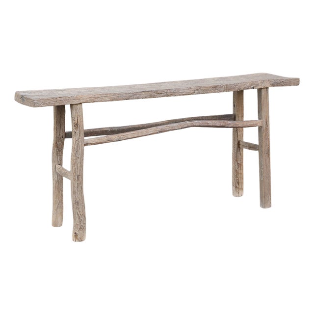 Vintage Rustic Elm Console Table For Sale
