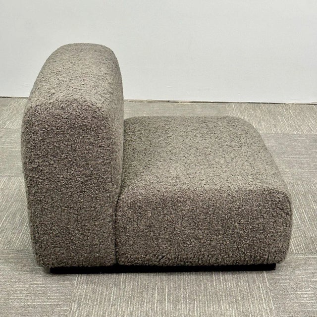 Stendig, Low Slipper Chairs, Gray Boucle, Painted Wood, Switzerland, 1960s For Sale In New York - Image 6 of 13