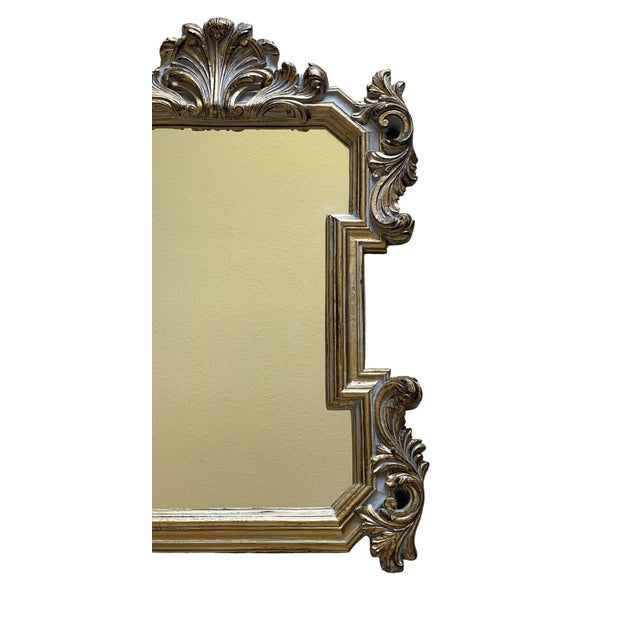 Rococo Vintage Mirror Rococo Gilded Gold Wood 24x17” Ornate Baroque Style For Sale - Image 3 of 5