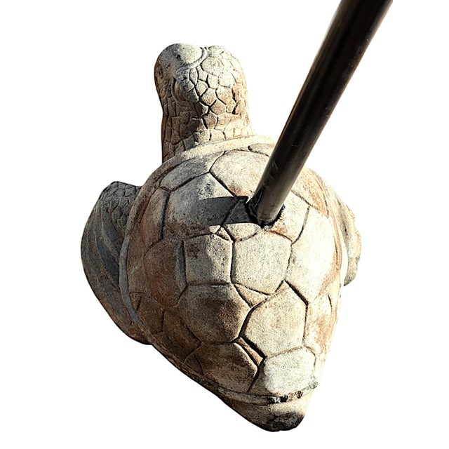 Figural Cast Stone Tortoise Outdoor Umbrella Base For Sale - Image 4 of 5