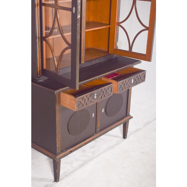 Wood Danish Rustic Painted Cabinet with Gilt Accents For Sale - Image 7 of 14