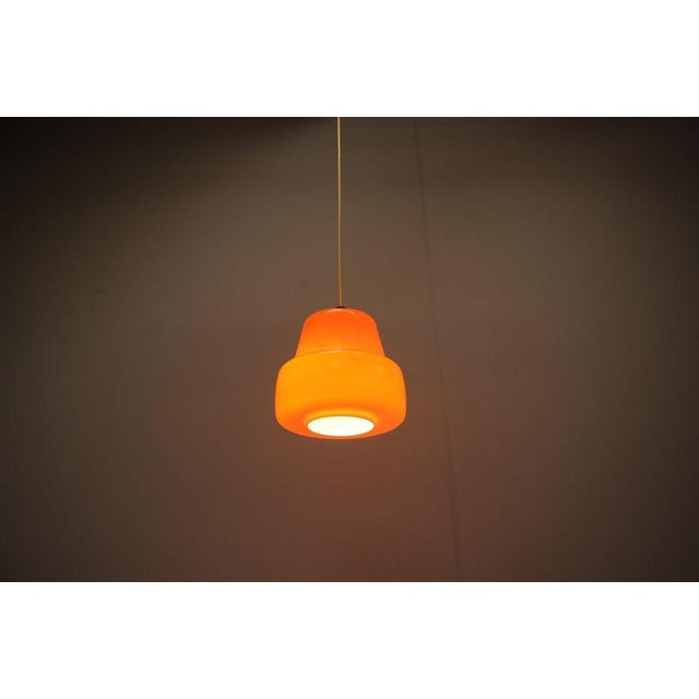 Glass Vintage Orange Glass Pendant Lamp, Czechoslovakia, 1970 For Sale - Image 7 of 9
