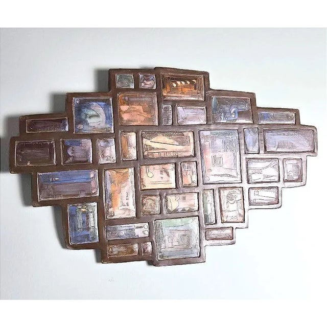 Vintage MCM Philippe Jacques French Ceramic Abstract Wall Plaque Sculpture For Sale - Image 4 of 14