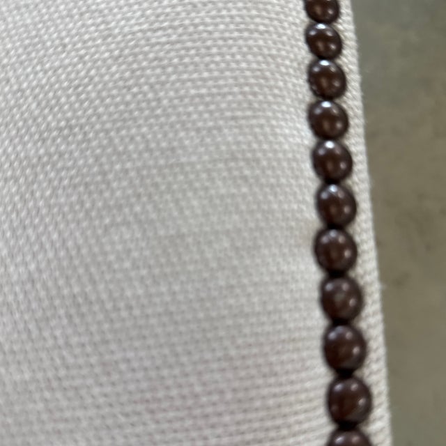 Pair of Early 20th Century Italian Art Deco Walnut Framed Upholstered Sofa Loveseats For Sale - Image 11 of 12