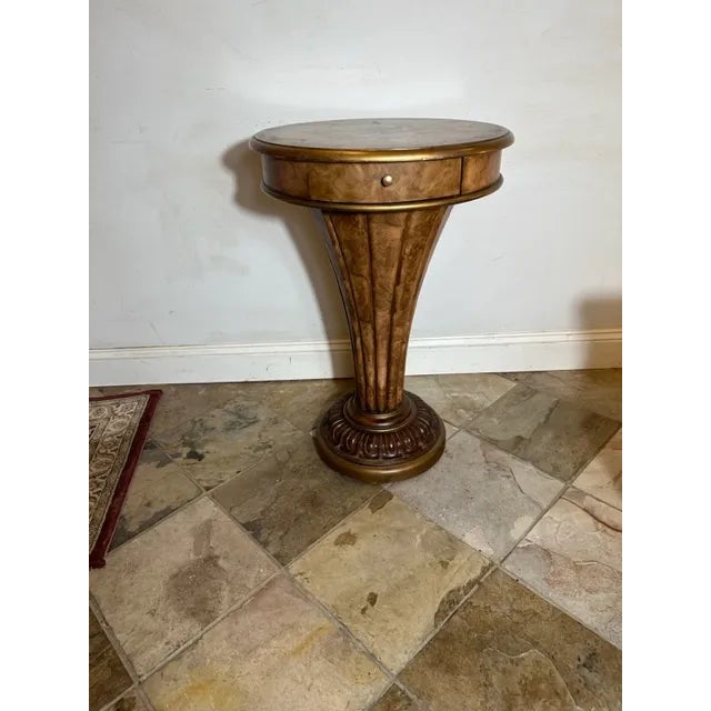 1990s Hand Painted Pedestal Side or Accent Table For Sale - Image 4 of 7