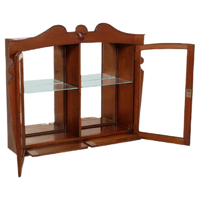 Art Nouveau Austrian Walnut Wall Display Cabinet, 1920s For Sale