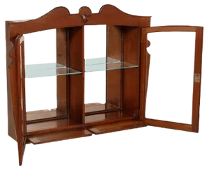 Art Nouveau Austrian Walnut Wall Display Cabinet, 1920s