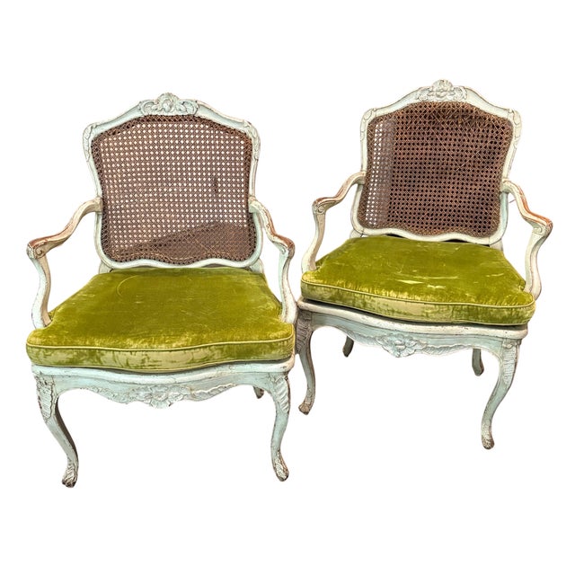 Pair 18th Century French Louis XV Fauteuils For Sale - Image 4 of 12