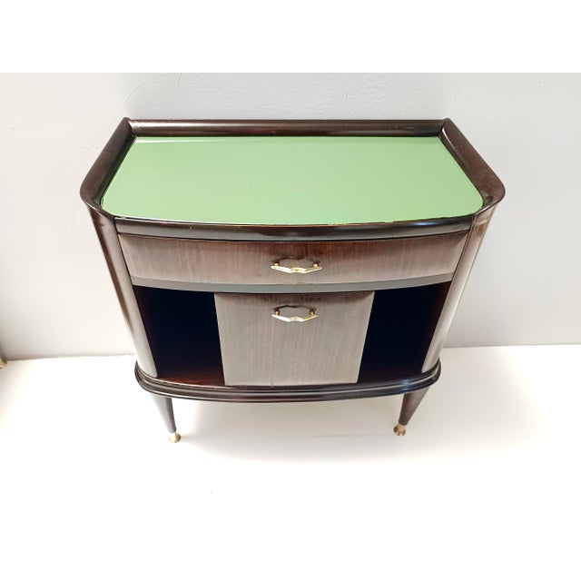 Brown Ebonized Walnut and Beech Nightstands in the style of Tomaso Buzzi, 1950s, Set of 2 For Sale - Image 8 of 11