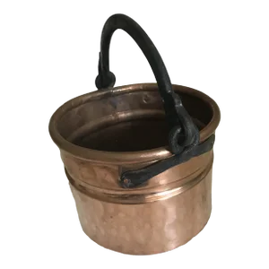 Antique Rustic Copper Cauldron With Handle