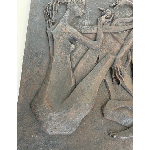 Modernist fireback depicting Adam and Eve, the apple and the serpent For Sale - Image 6 of 12