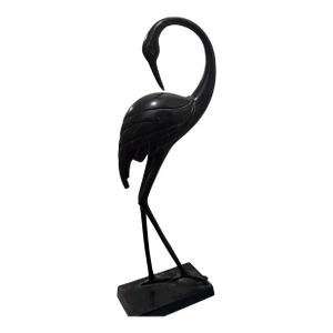 Vintage Mid-Century Modern Bronze Crane Sculpture – Elegant Minimalist Art Deco Stylized Bird Statue